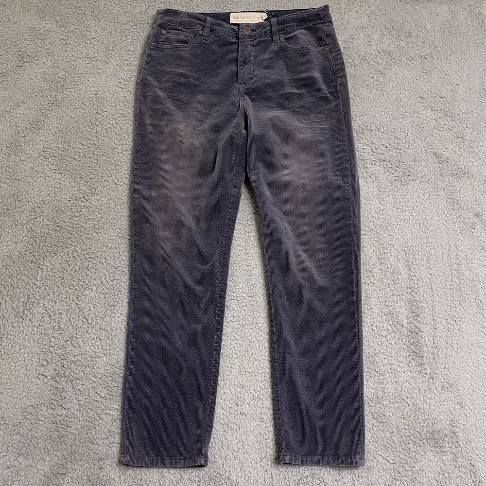 Soft Surroundings Blue  Corduroy Girlfriend Pants Sz 10 Straight Stretch 2EX71